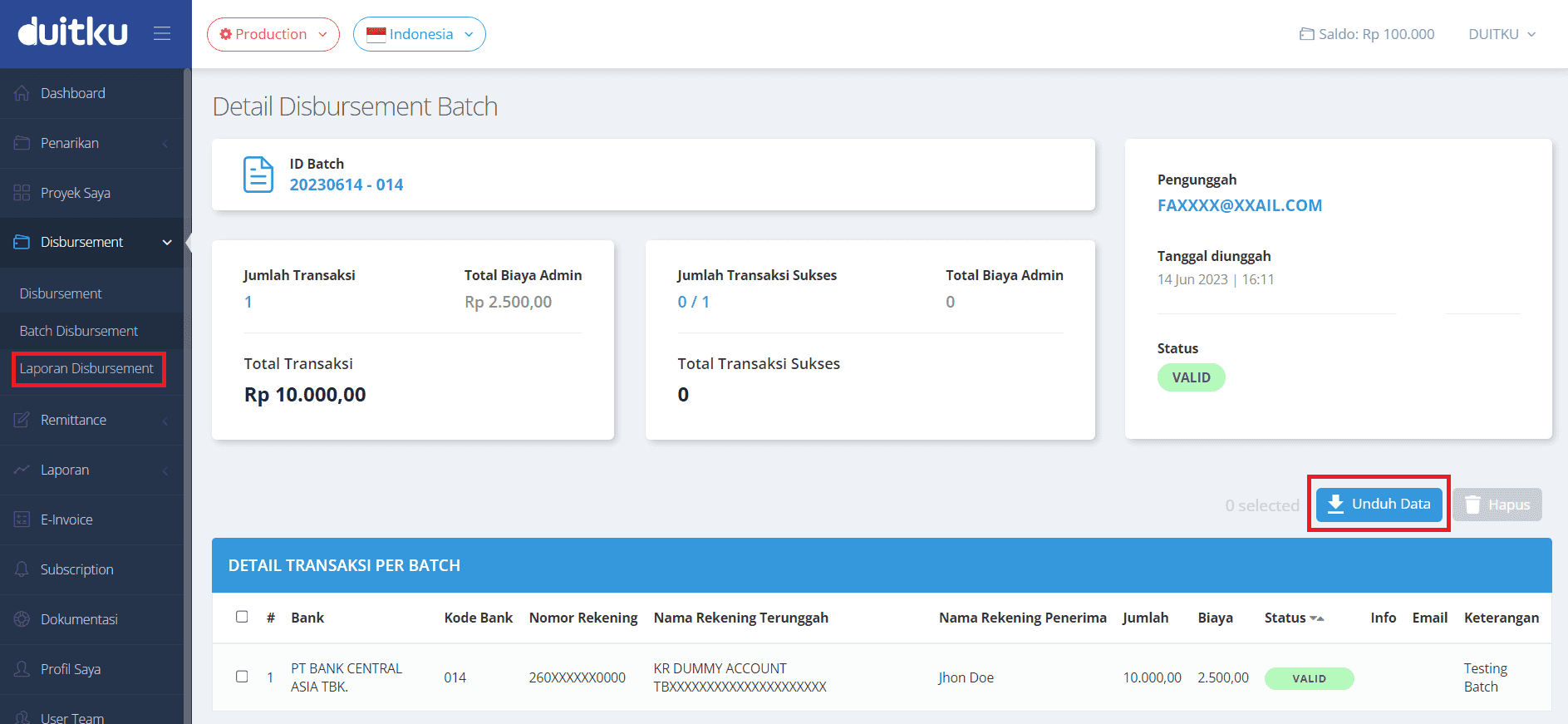 BatchDisbursmentReport